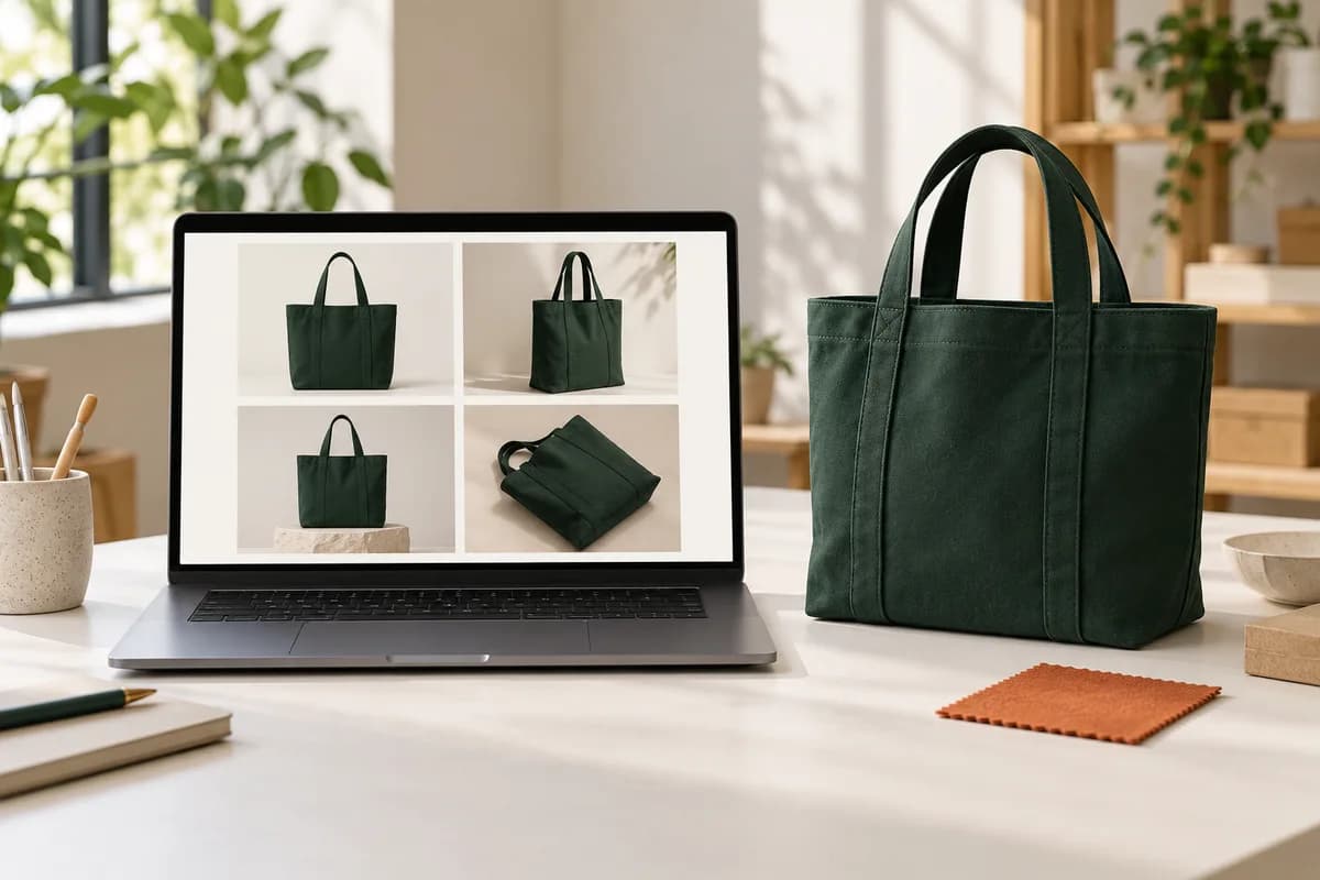 笔记本展示商品图片，AI 生成的软件应用场景